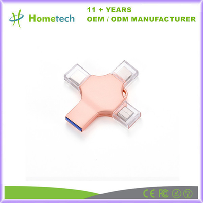 Купить 4 в 1 высокоскоростной Otg USB флэш-накопитель 8 Гб 16 Гб 32 Гб Телефон USB 2.0 3.0 Мемориальный блок 64 Гб 128 Гб Тип C Pendrive Для iPhone Производство в сети