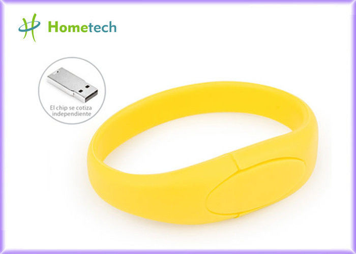 Желтый привод флэш-память Usb ручки Usb 2,0 привода 2-64G вспышки Usb Pvc Wristband