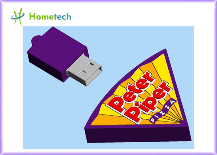 пицца 4GB подгоняла привод вспышки USB, мягкий резиновый ключ памяти USB шаржа 2GB