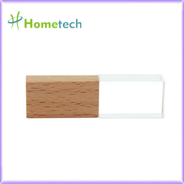 Ручка памяти привода usb деревянной древесины привода светового пера СИД 32GB Кристл прозрачной новой бамбуковой кристаллическая внезапная