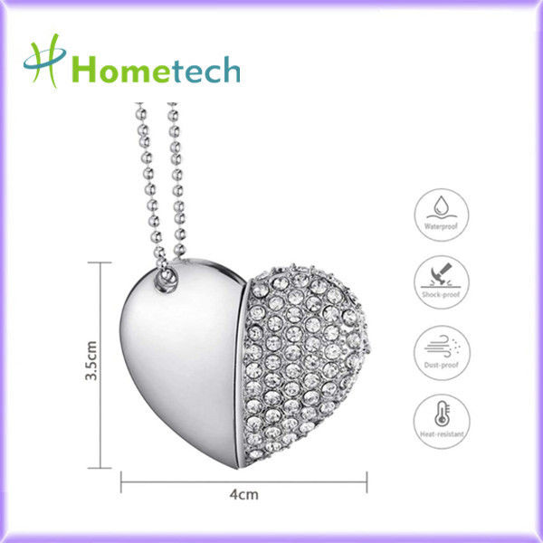 Привод вспышки УСБ сердца ожерелья 32ГБ ювелирных изделий привесной кристаллический