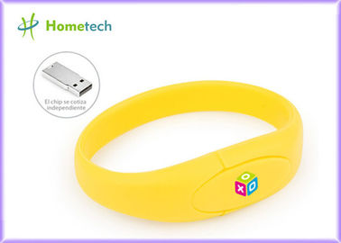 Желтый привод флэш-память Usb ручки Usb 2,0 привода 2-64G вспышки Usb Pvc Wristband