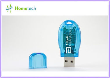Выдвиженческая ГОЛУБАЯ вспышка USB прозрачной пластмассы ЦВЕТА управляет, ручки USB