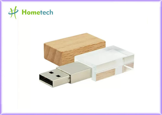 Кристаллический привод Usb внезапный с деревянным usb приведенным изготовленного на заказ логотипа света 32GB 64GB 128GB кристаллическим