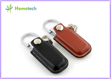 Диск 4GB/8GB роскошного USB черноты/Брайна кожаный внезапный с ключевым кольцом